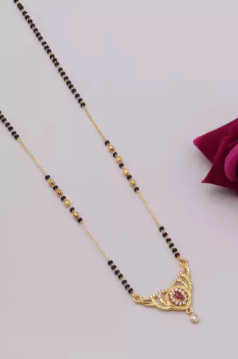 gold plated diamond mangalsutra 