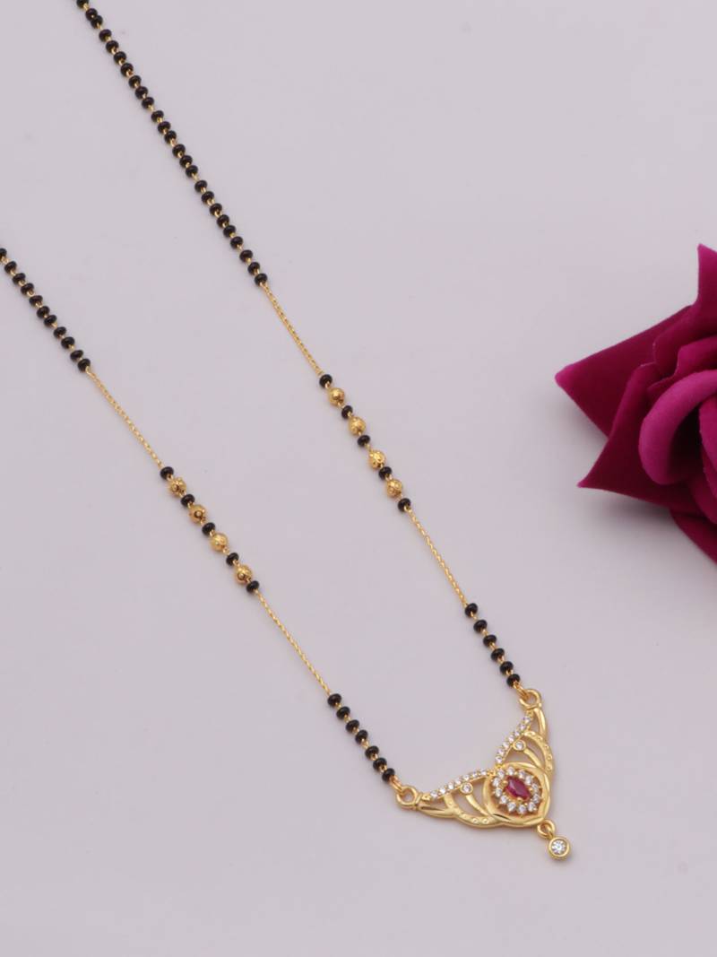 gold plated diamond mangalsutra 