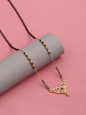 gold plated diamond mangalsutra  3