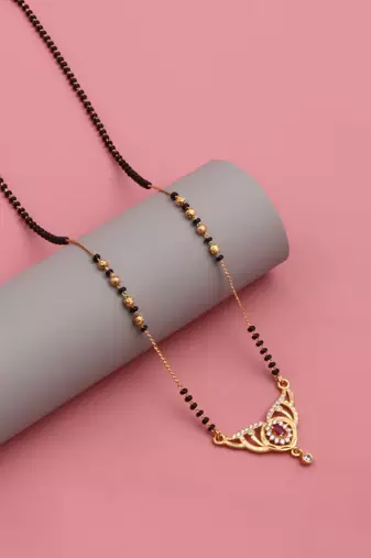 gold plated diamond mangalsutra 
