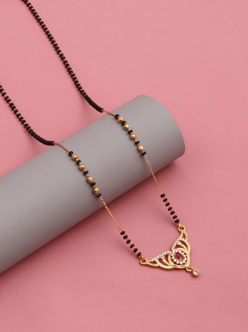 gold plated diamond mangalsutra 
