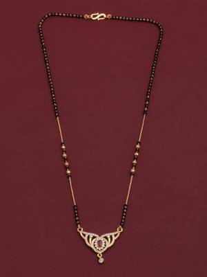 gold plated diamond mangalsutra  4