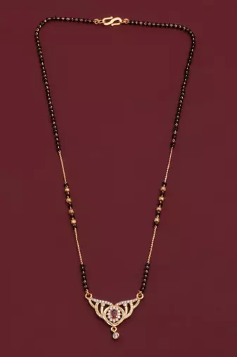 gold plated diamond mangalsutra 