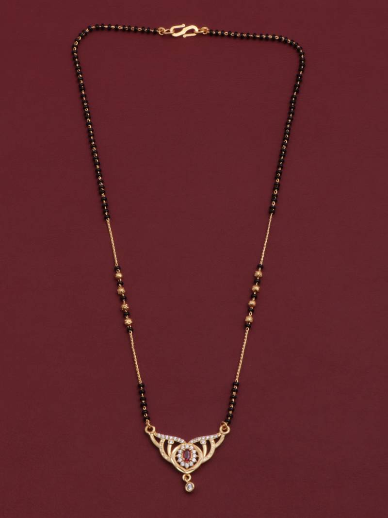 gold plated diamond mangalsutra 