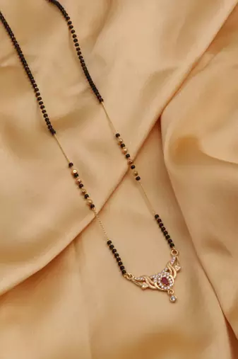 gold plated diamond mangalsutra 