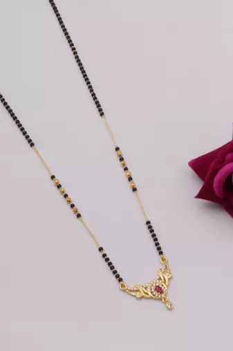 gold plated diamond mangalsutra 