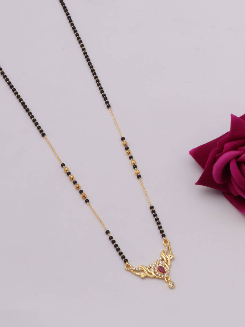 gold plated diamond mangalsutra 