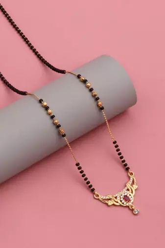 gold plated diamond mangalsutra 