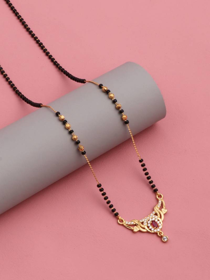 gold plated diamond mangalsutra 