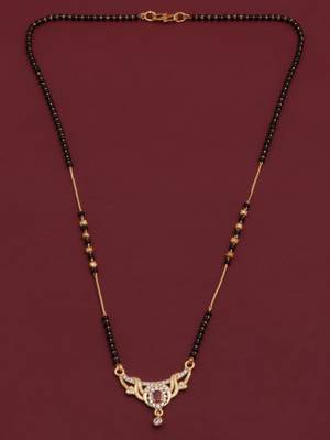 gold plated diamond mangalsutra  4
