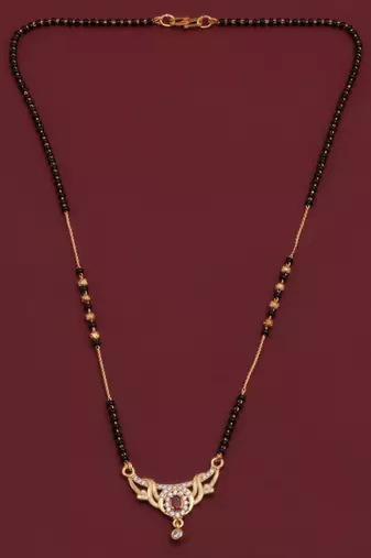 gold plated diamond mangalsutra 