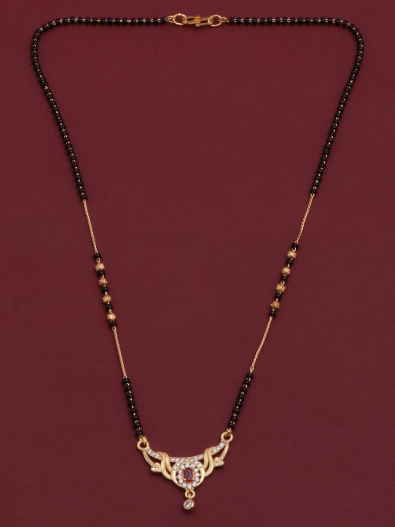 gold plated diamond mangalsutra 