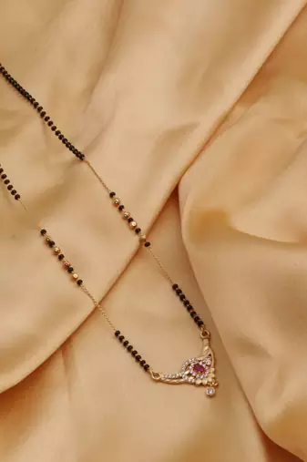 gold plated diamond mangalsutra 