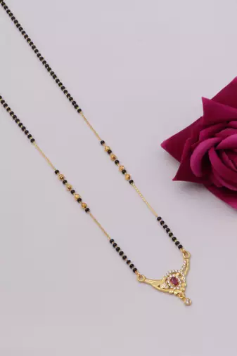 gold plated diamond mangalsutra 