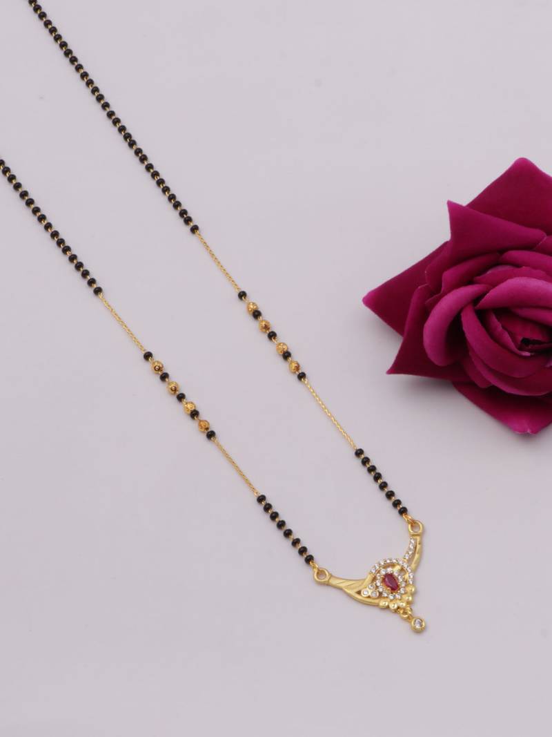 gold plated diamond mangalsutra 
