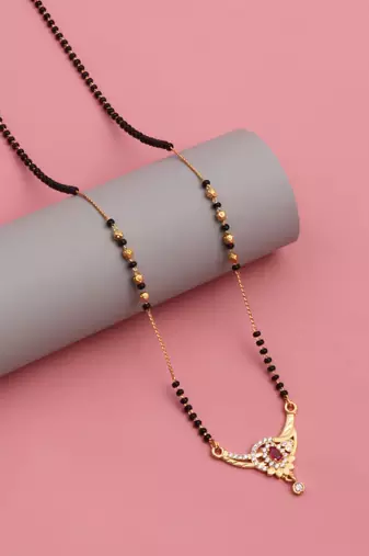 gold plated diamond mangalsutra 