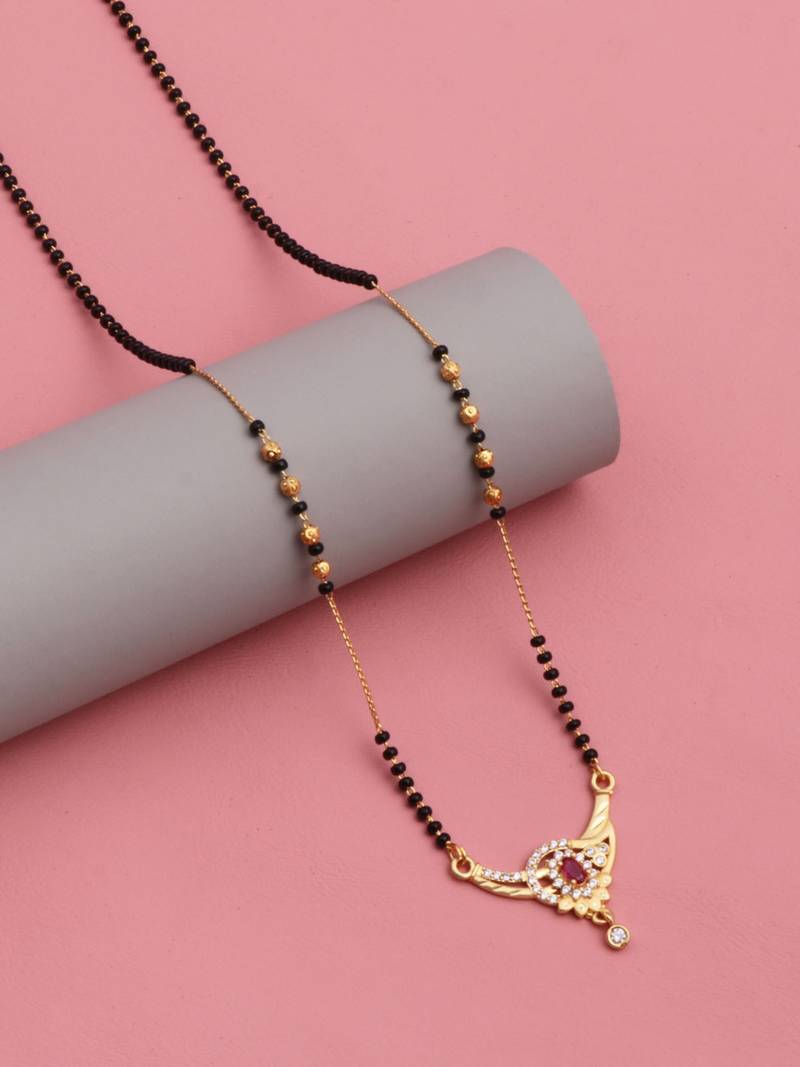gold plated diamond mangalsutra 