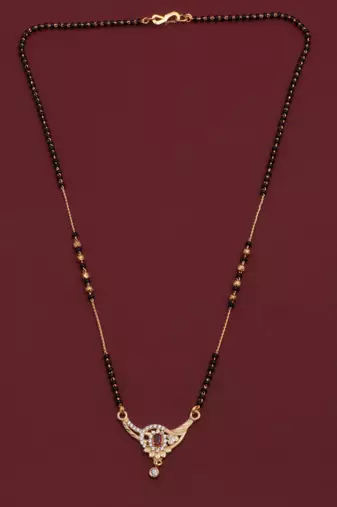 gold plated diamond mangalsutra 