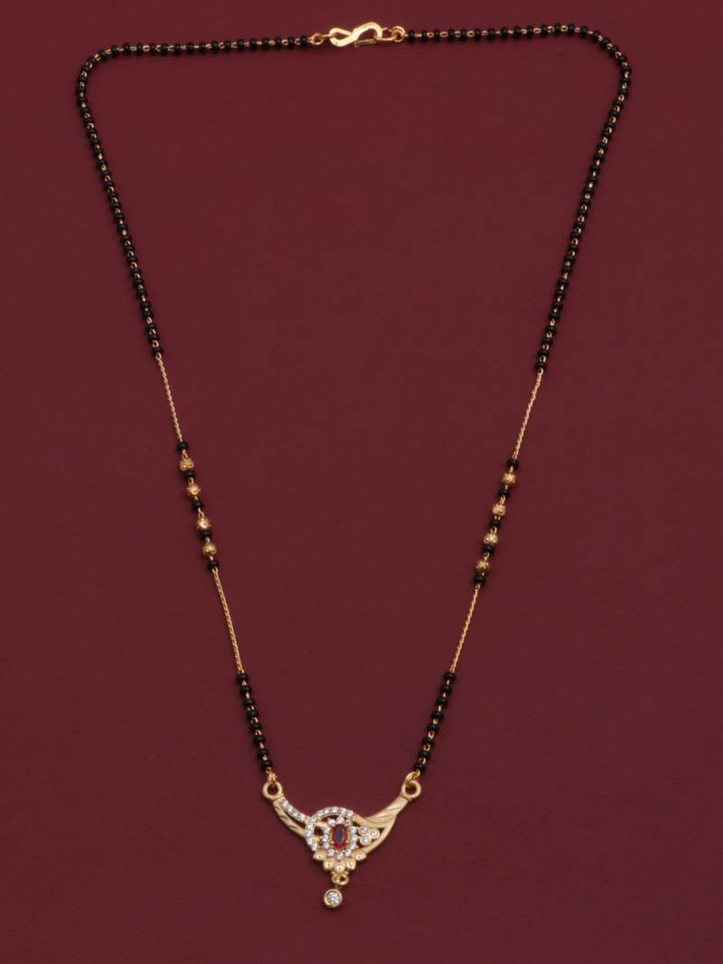 gold plated diamond mangalsutra 