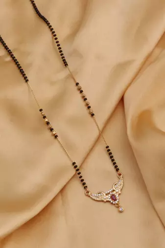 gold plated diamond mangalsutra 