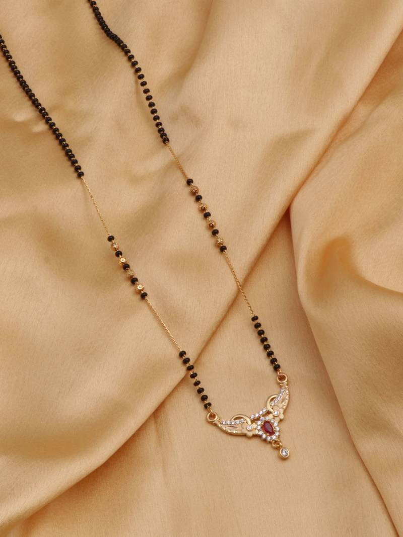 gold plated diamond mangalsutra 