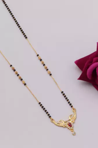gold plated diamond mangalsutra 