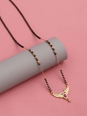 gold plated diamond mangalsutra  3