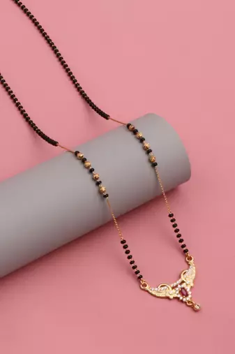 gold plated diamond mangalsutra 