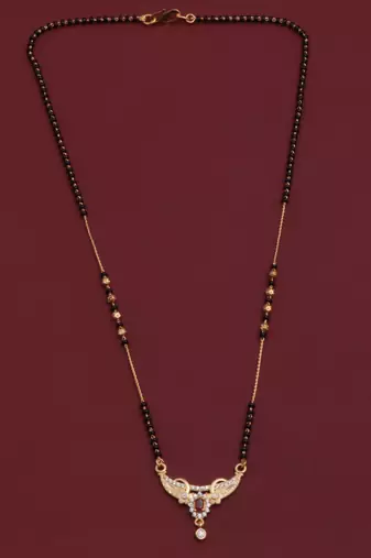 gold plated diamond mangalsutra 