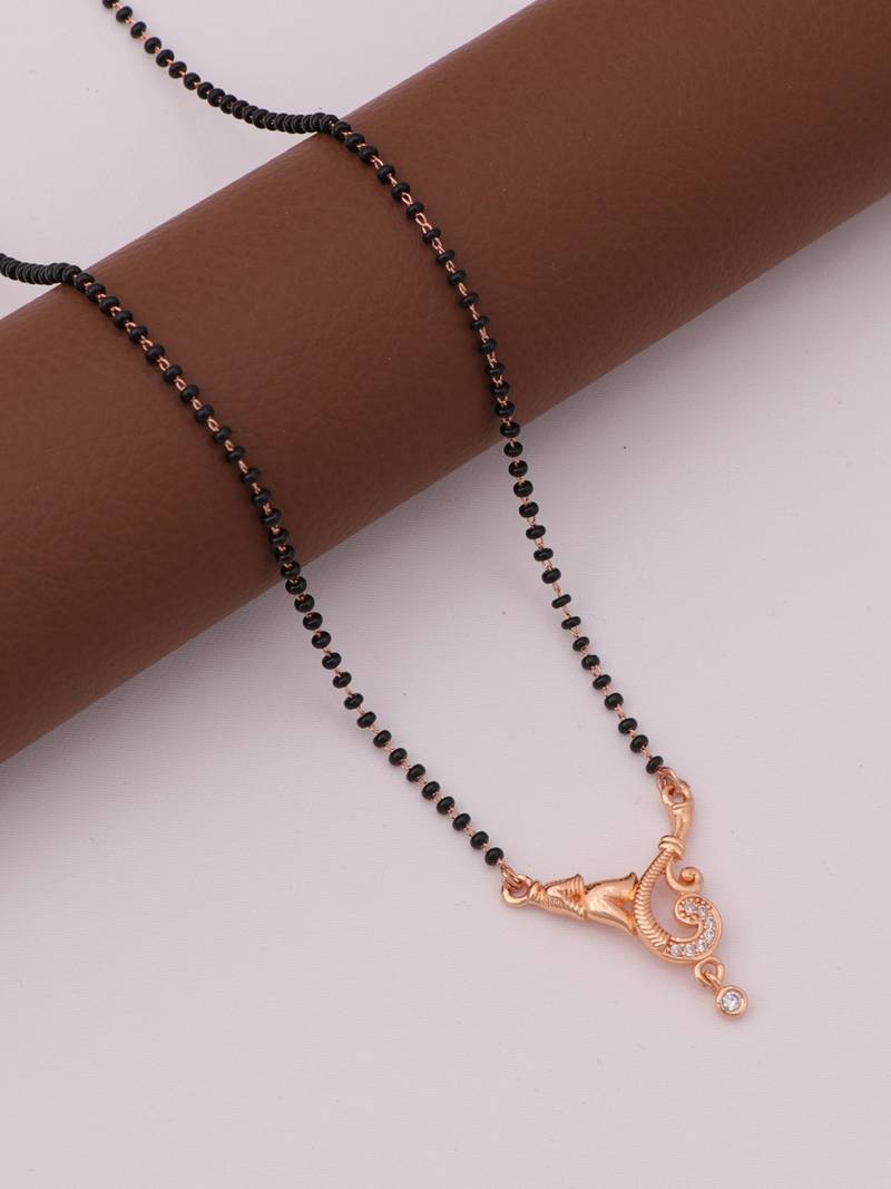 gold plated diamond mangalsutra 