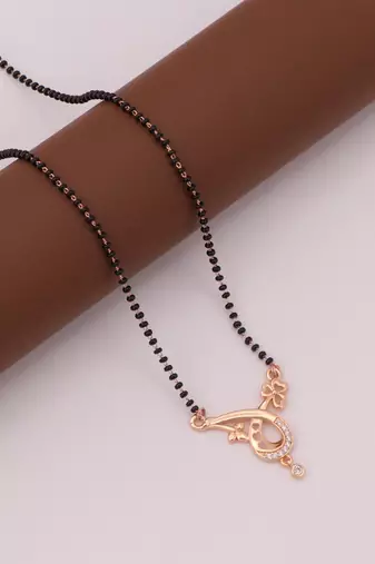 gold plated diamond mangalsutra 