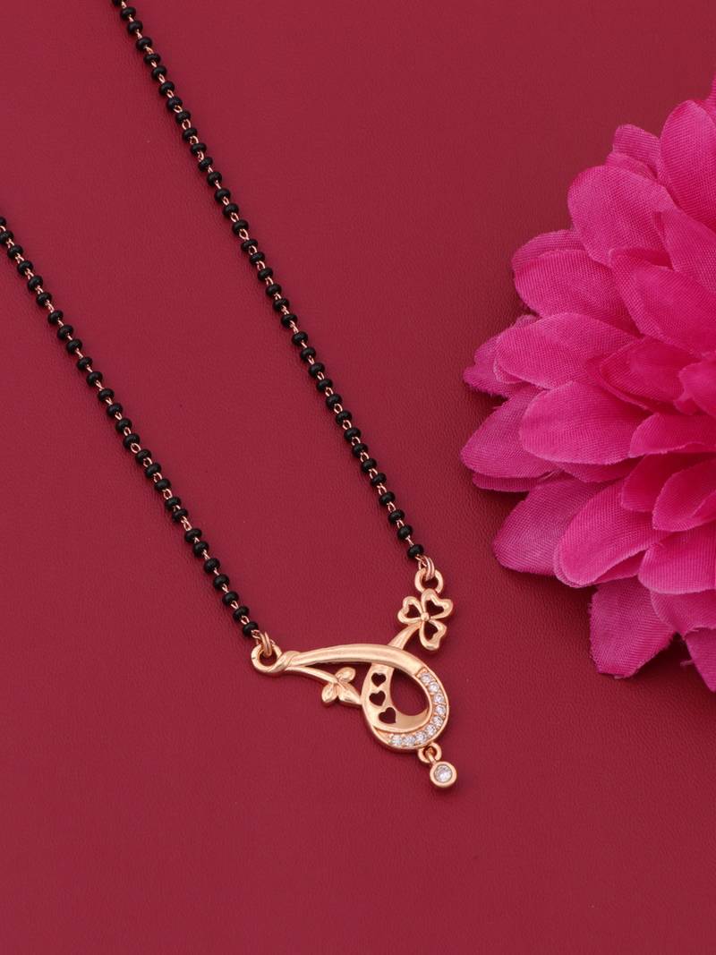 gold plated diamond mangalsutra 