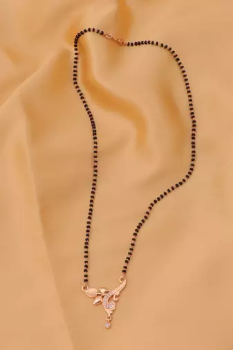 gold plated diamond mangalsutra 