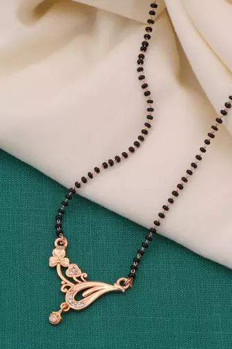 gold plated diamond mangalsutra 