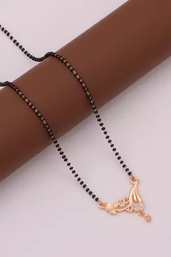 gold plated diamond mangalsutra 