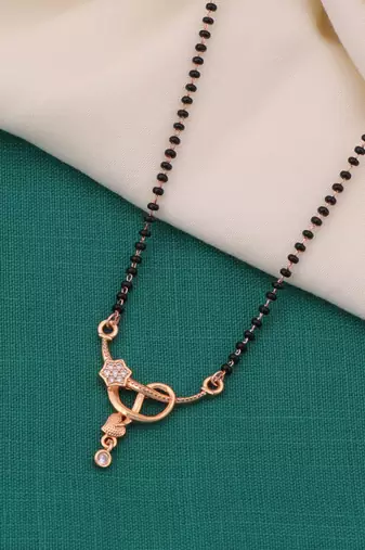 gold plated diamond mangalsutra 