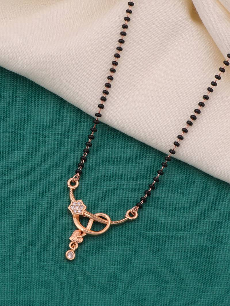 gold plated diamond mangalsutra 