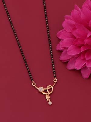 gold plated diamond mangalsutra  3