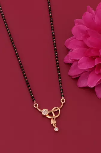 gold plated diamond mangalsutra 