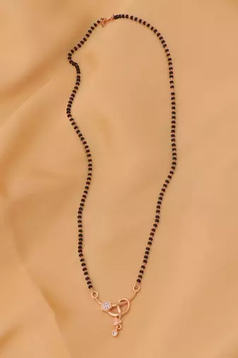 gold plated diamond mangalsutra 