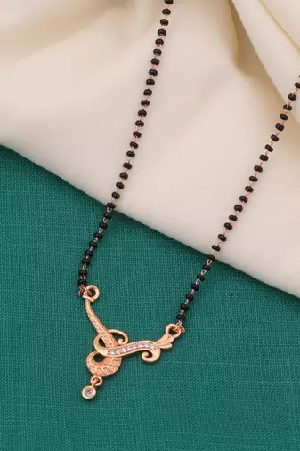 gold plated diamond mangalsutra 