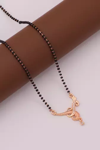gold plated diamond mangalsutra 
