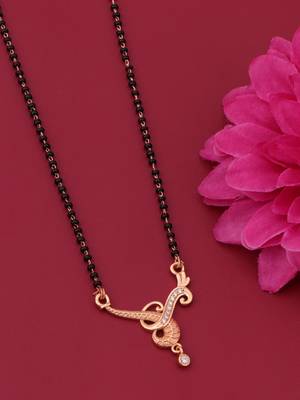 gold plated diamond mangalsutra  3