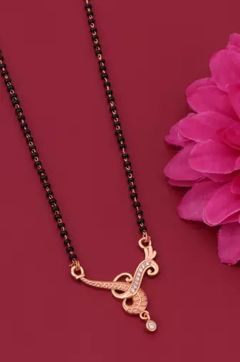 gold plated diamond mangalsutra 