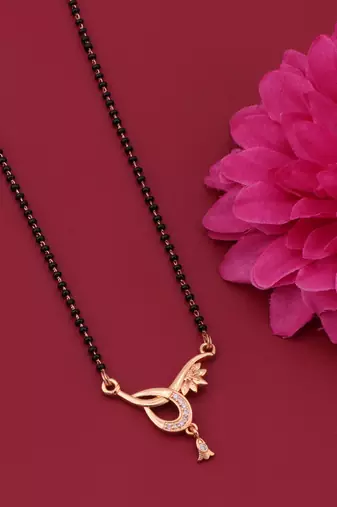 gold plated diamond mangalsutra 