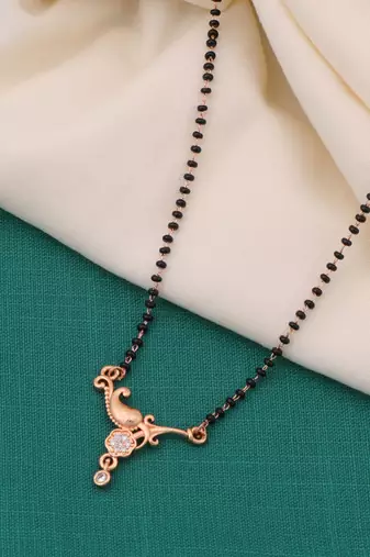 gold plated diamond mangalsutra 