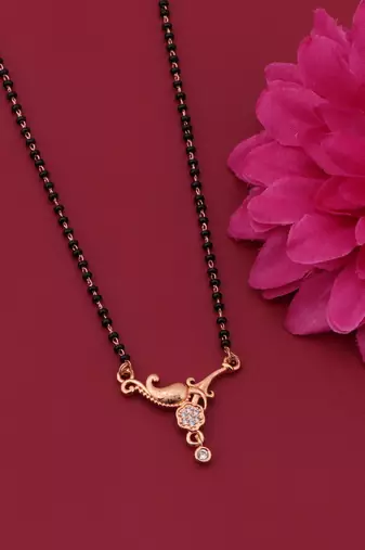 gold plated diamond mangalsutra 