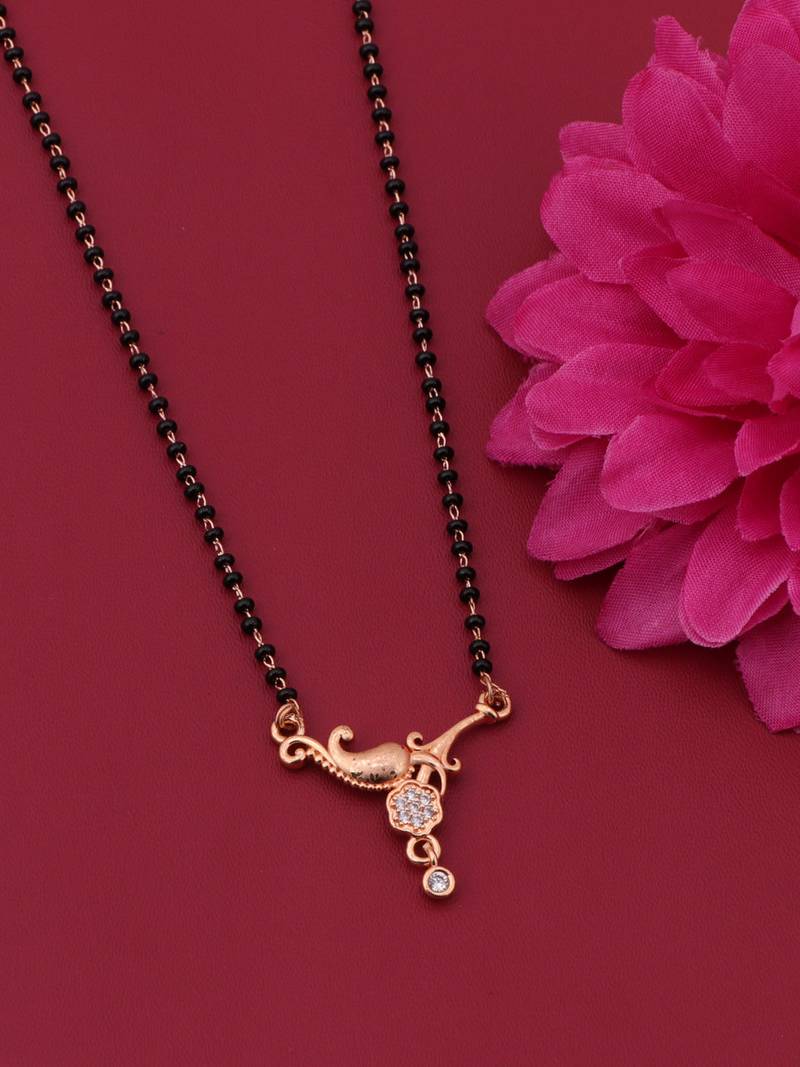gold plated diamond mangalsutra 