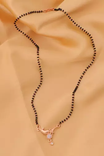 gold plated diamond mangalsutra 