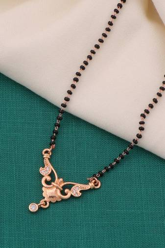 gold plated diamond mangalsutra 